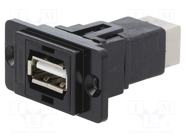 Coupler; USB A socket,USB B socket; DUALSLIM; USB 2.0; metal