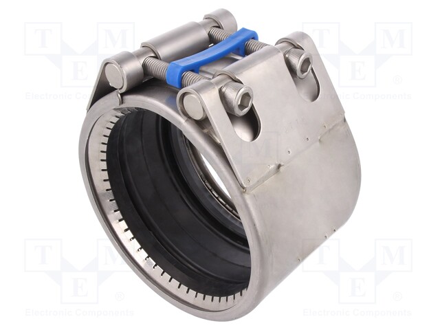 Fixing clamp; for connecting pipes; stainless steel; W4; L: 80mm