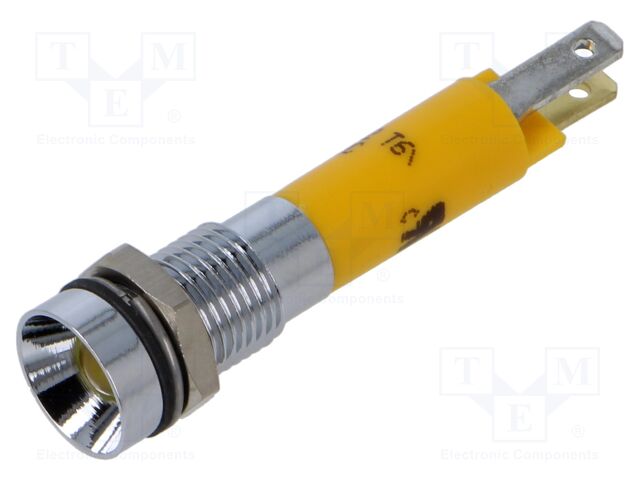 Indicator: LED; recessed; yellow; 24VDC; Ø8mm; ØLED: 5mm; 32mcd; 17