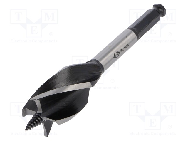Drill bit; wood; Ø: 32mm; Overall len: 160mm; Mounting: hexagonal