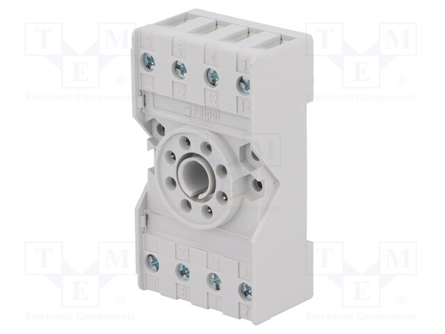 Socket; PIN: 8; 10A; 250VAC; Mounting: DIN,on panel; Series: R15