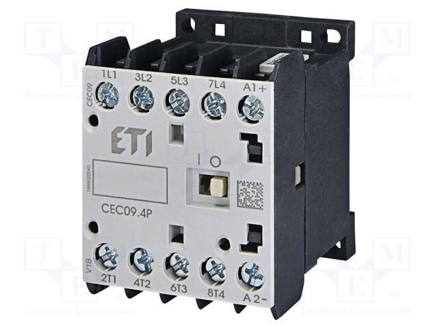 Contactor: 4-pole; NO x4; 230VAC; 20A; CEC; screw terminals; W: 48mm