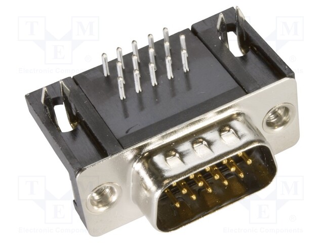 D Sub Connector, Right Angle, HD15, High Density, Plug, 15 Contacts, DE, Solder