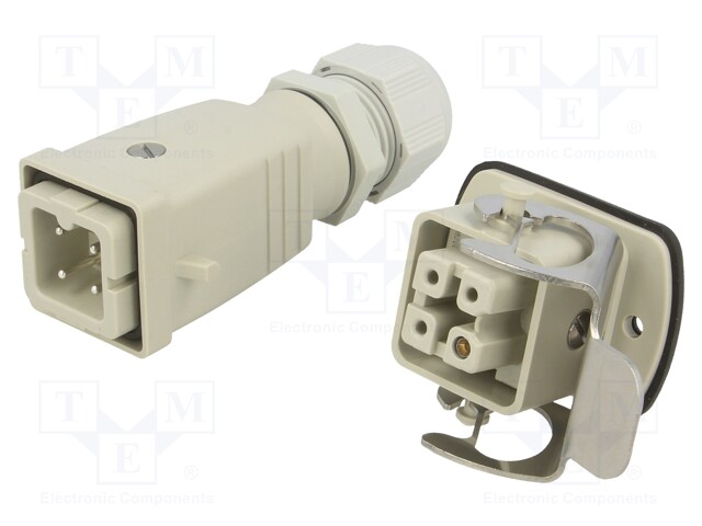 Connector: HDC; male + female; plug + socket; HA; PIN: 4; 3+PE; M20