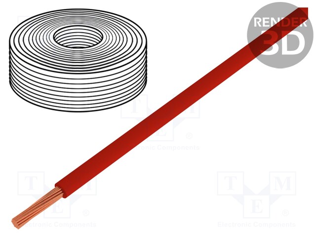 Wire; H07Z-K; stranded; Cu; 4mm2; red; FRNC; 450/750V; Class: 5