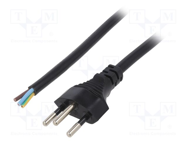 Cable; wires,SEV-1011 (J) plug; 3m; black; PVC; 3G1mm2; 10A; 250V