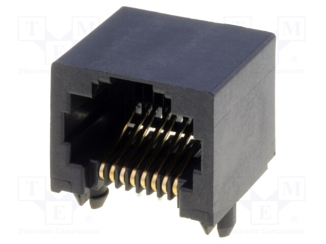 Socket; RJ45; PIN: 8; Cat: 3; low profile; gold-plated; Layout: 8p8c