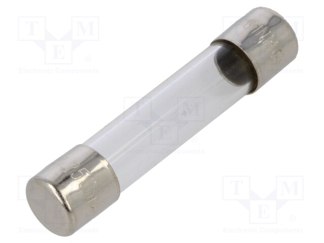 Fuse: fuse; 250mA; 250VAC; glass; 6.35x31.8mm; brass; bulk