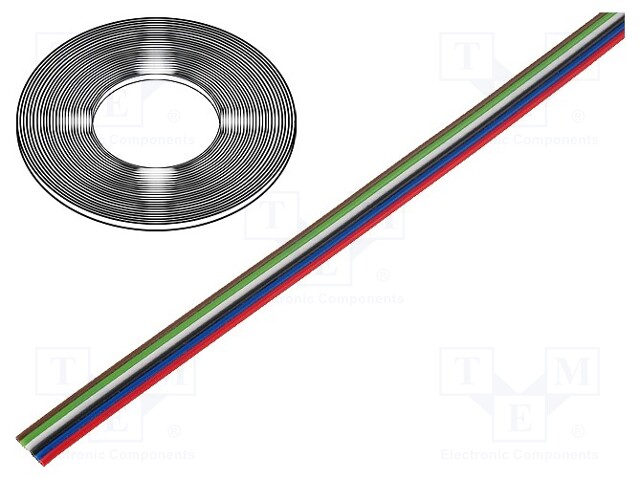 Wire: ribbon; stranded; Cu; 6x0,124mm2; unshielded; PVC; 150V; 50m