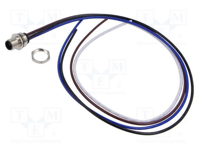 Connector: M12; socket; male; straight; with lead; PIN: 4; 2.08mm2