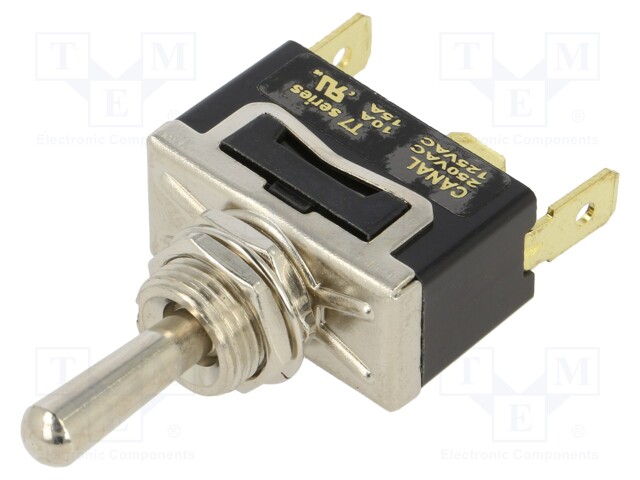 Switch: toggle; Pos: 3; SP3T; (ON)-OFF-(ON); 10A/250VAC; 1.5kV; T7