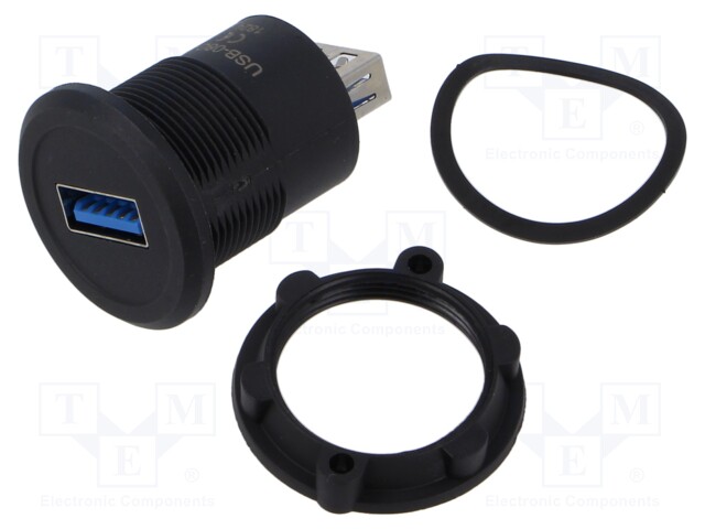 Adapter; USB A socket,both sides; USB 3.0; Thread: M22; 1÷10mm