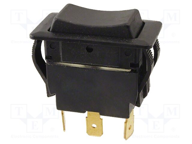 ROCKER; SPDT; (ON)-OFF-(ON); 20A/125VAC; black; IP54; RVW; 0÷55°C