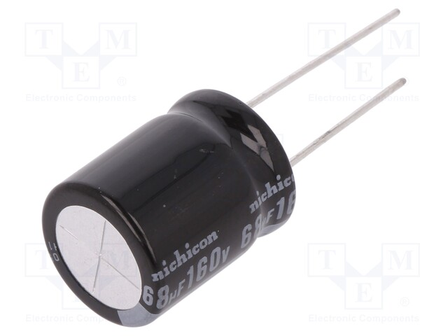 Capacitor: electrolytic; THT; 68uF; 160VDC; Ø16x20mm; Pitch: 7.5mm