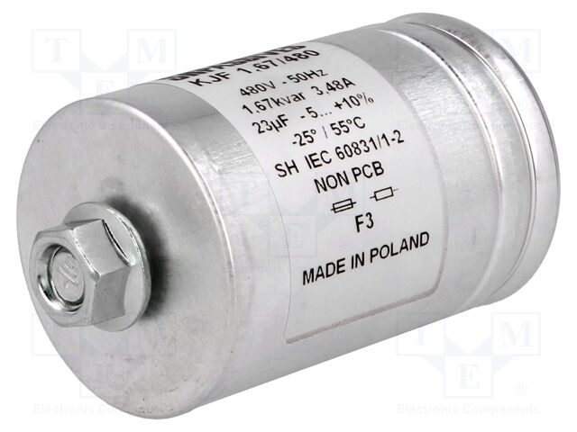 Capacitor: polypropylene; one phase; Q@50Hz: 1.67kVAR; 480VAC
