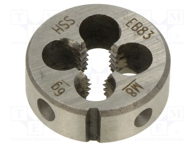 Threading die; M8; 1.25; high speed steel; H: 9mm; Øout: 25mm