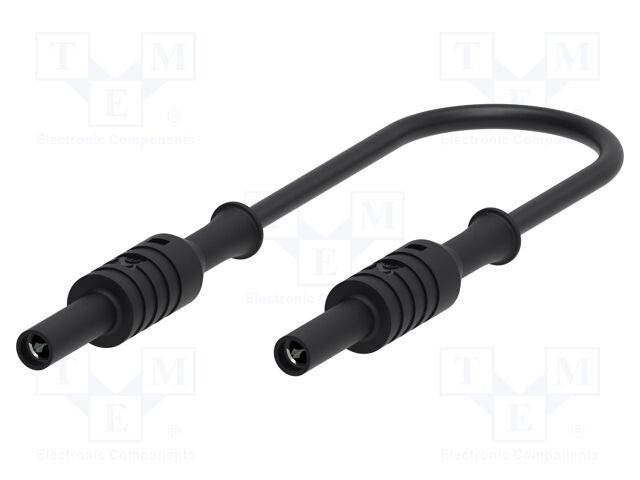 Test lead; 36A; banana socket 4mm,both sides; Len: 1m; black
