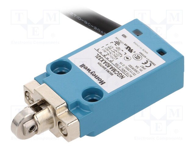 Limit switch; transversal plastic roller Ø12,7 mm; 5A; lead 5m