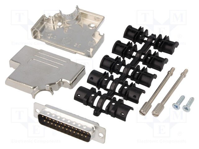D-Sub; PIN: 25; plug; male; soldering; for cable; black
