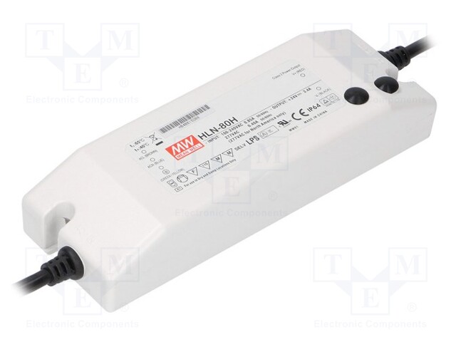 Power supply: switched-mode; LED; 75W; 15VDC; 13.5÷17VDC; 3÷5A