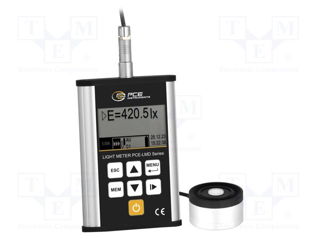 Light meter; Resol: 0,001lux; USB micro; Temp: -20÷50°C; IP20; 23h