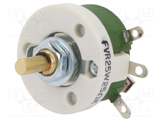 Potentiometer: shaft; single turn; 25Ω; 25W; ±10%; 6mm; wirewound