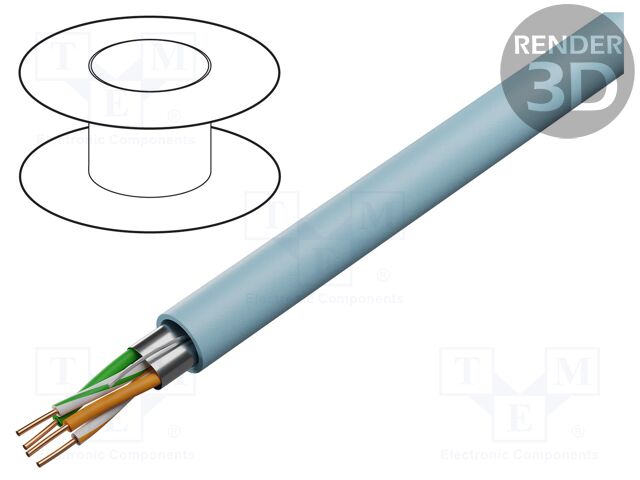 Wire; F/UTP; industrial Ethernet,outdoor; 5e; solid; Cu; 2x2x24AWG