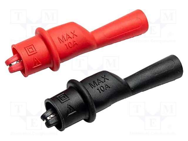 Crocodile clip; 10A; black,red; Grip capac: max.8mm; 1kV; 2pcs.