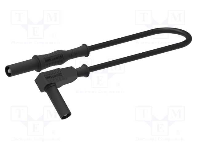 Test lead; 12A; banana plug 4mm,angular banana plug 4mm; black