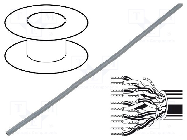 Wire; RS232; 1x2x24AWG; stranded; Cu; Al-PET foil; PVC; grey; 305m