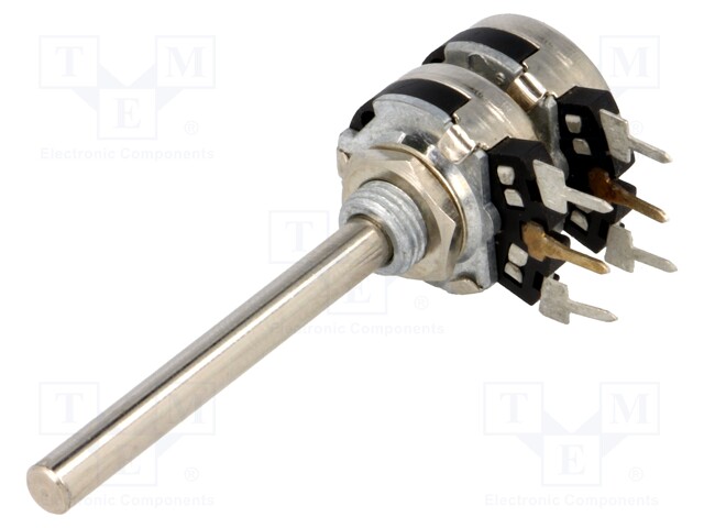 Potentiometer: shaft; single turn; 5kΩ; 200mW; THT; 4mm; metal