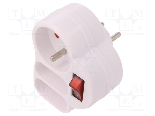 Connector: AC supply; splitter; Layout: 2P+PE; white; 230VAC; 16A
