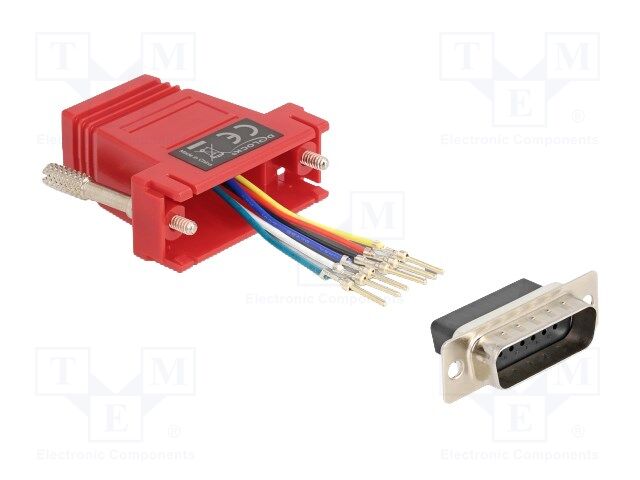 Adapter; D-Sub 15pin plug,RJ12 socket; red