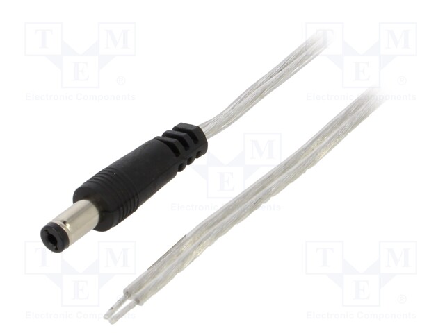 Cable; wires,DC 5,5/2,1 plug; straight; 0.5mm2; transparent; 3m
