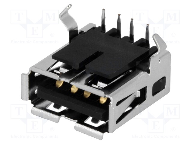 Socket; USB A; on PCBs; THT; PIN: 4; angled 90°