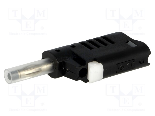 Plug; 4mm banana; 36A; 30VAC; 60VDC; black; with axial socket