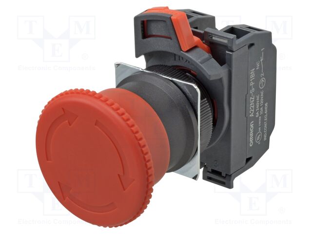 Switch: emergency stop; 22mm; none; 40mm