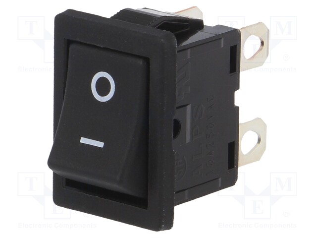 ROCKER; DPST; Pos: 2; OFF-ON; 10A/250VAC; black; 100mΩ; -10÷55°C
