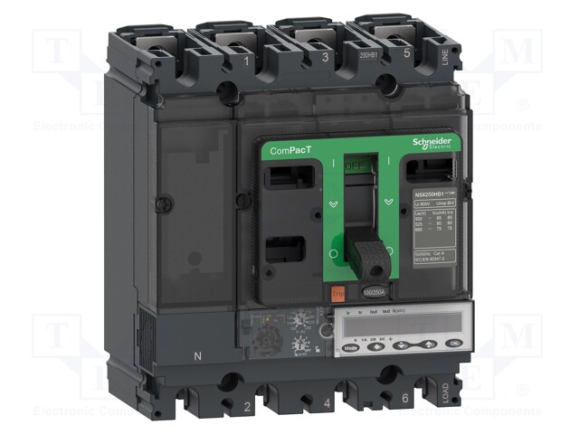 Power breaker; Poles: 4; DIN; Inom: 250A; NSX; IP40; -25÷70°C; 690VAC