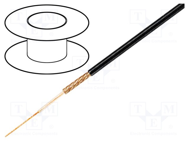 Wire: coaxial; RG174U; 1x50Ω; stranded; Cu; PVC; black; 100m