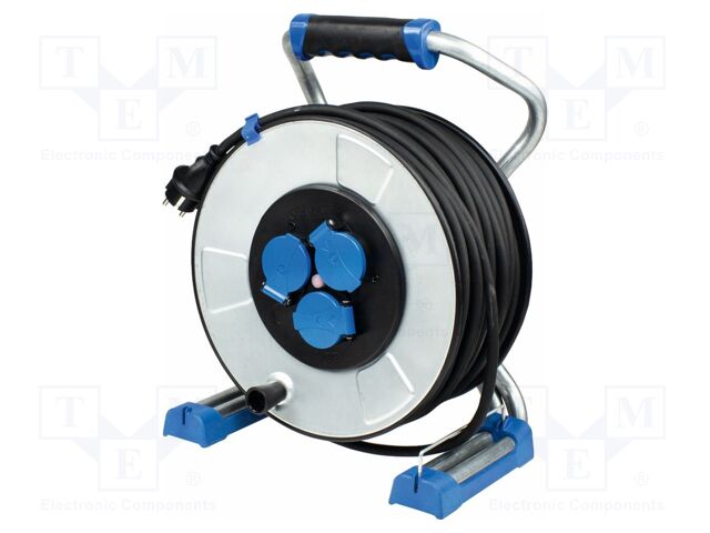 Extension lead; 3G2.5mm2; Sockets: 3; rubber; black; 40m; 16A