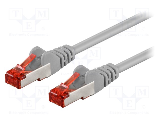 Patch cord; S/FTP; 6; stranded; CCA; PVC; grey; 0.25m; 27AWG