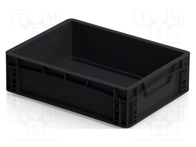 Container: box; ESD; black; polypropylene; 400x300x120mm