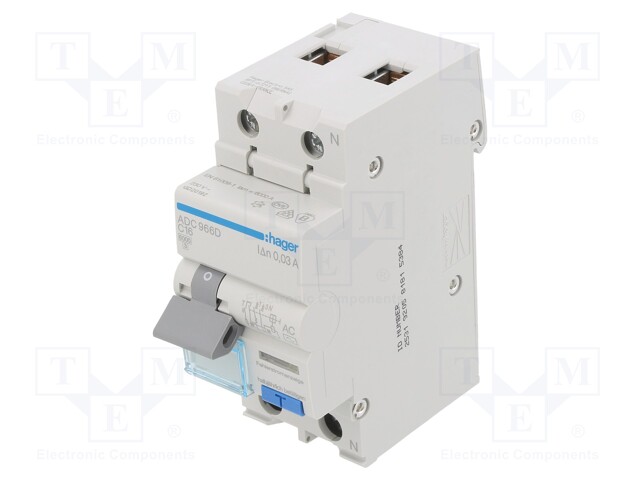RCBO breaker; Poles: 1+N; DIN