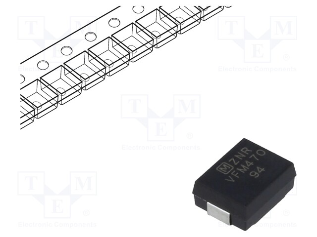 Varistor: ceramics; SMD; 30VAC; 38VDC; 1.8J; 125A; 20mW; 47V