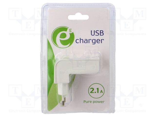 Power supply: switching; mains,plug-in; 5VDC; 2.1A; 10W; white