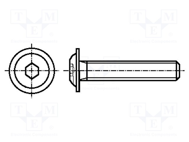 Screw; with flange; M8x20; Head: button; imbus; steel; black finish