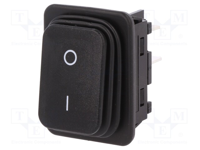 ROCKER; DPST; Pos: 2; OFF-ON; 20A/250VAC; black; none; 100mΩ