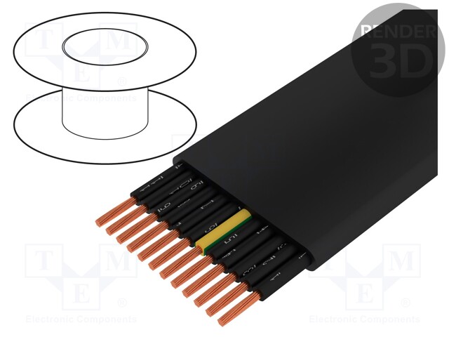 Wire; stranded; Cu; H07VVH6-F; 12G2,5mm2; unshielded; black; PVC