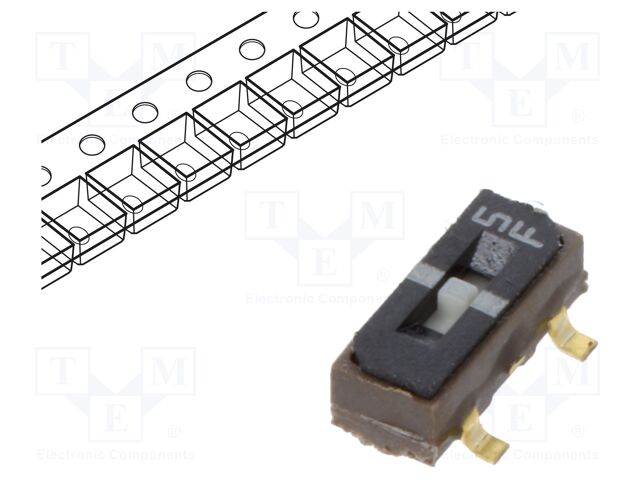 Switch: slide; Pos: 3; SPDT; 0.1A/6VDC; ON-OFF-ON; SMT; -40÷85°C